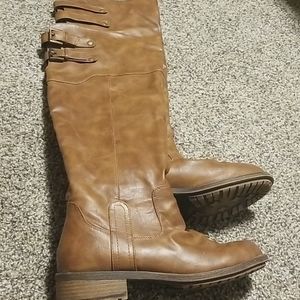 Over the knee brown boots